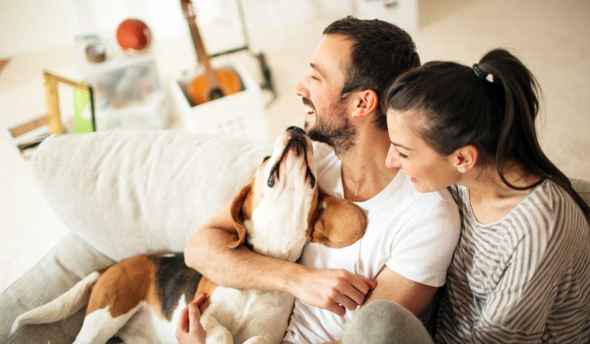 Resident couple with their dog at BLU Revere in Revere, Massachusetts