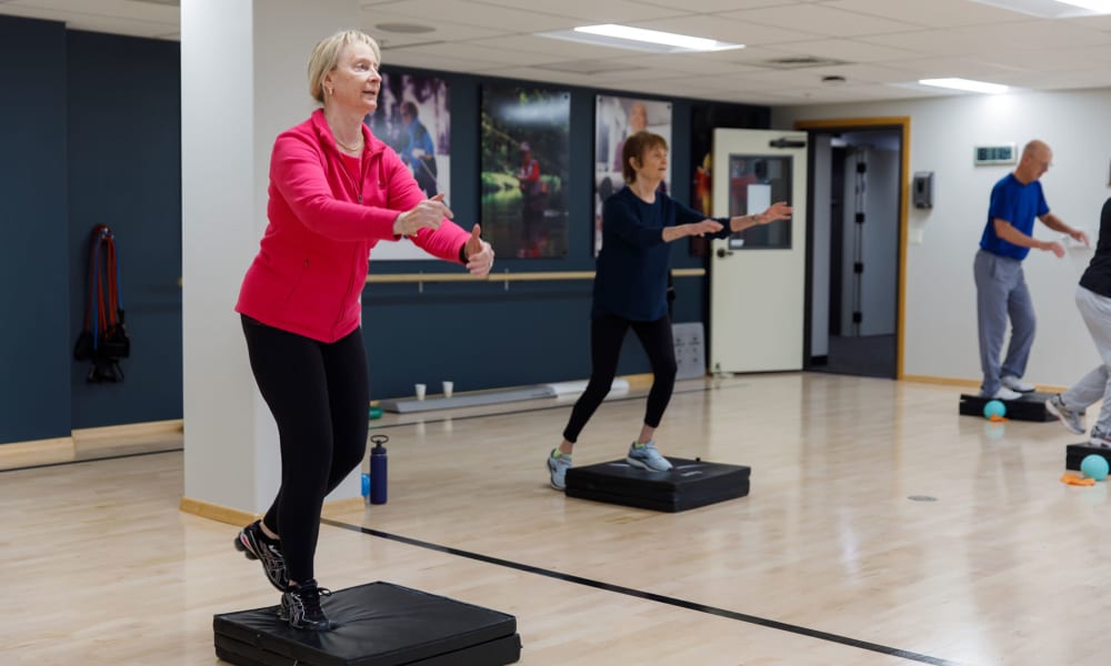 Residents exercising at Touchmark at Mount Bachelor Village in Bend, Oregon