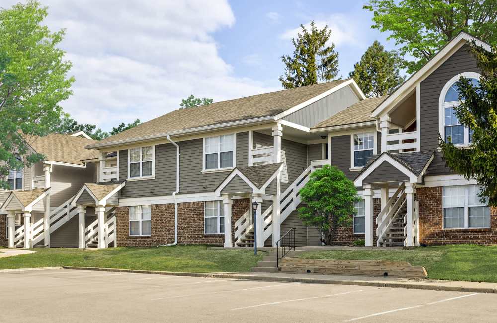 Front entrance to the apartment at Mad River Apartment Homes in Dayton, Ohio