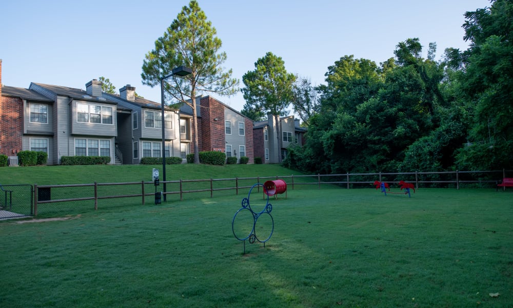 Bark Park with ample running grounds at Creekwood Apartments in Tulsa, Oklahoma