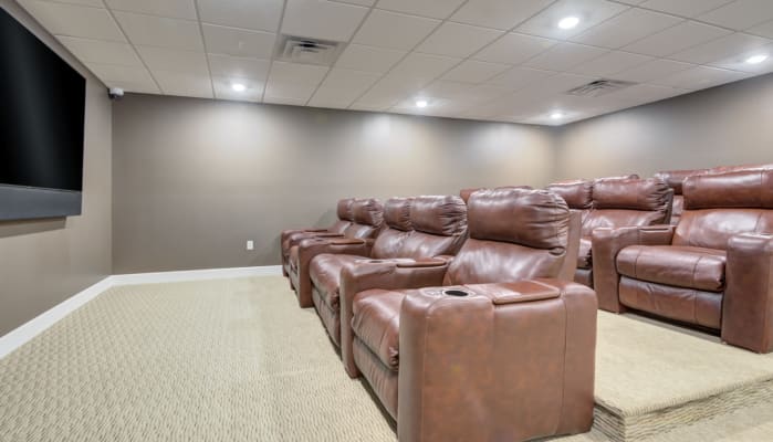 Private movie theater at The Marquis at the Woods in Webster, New York