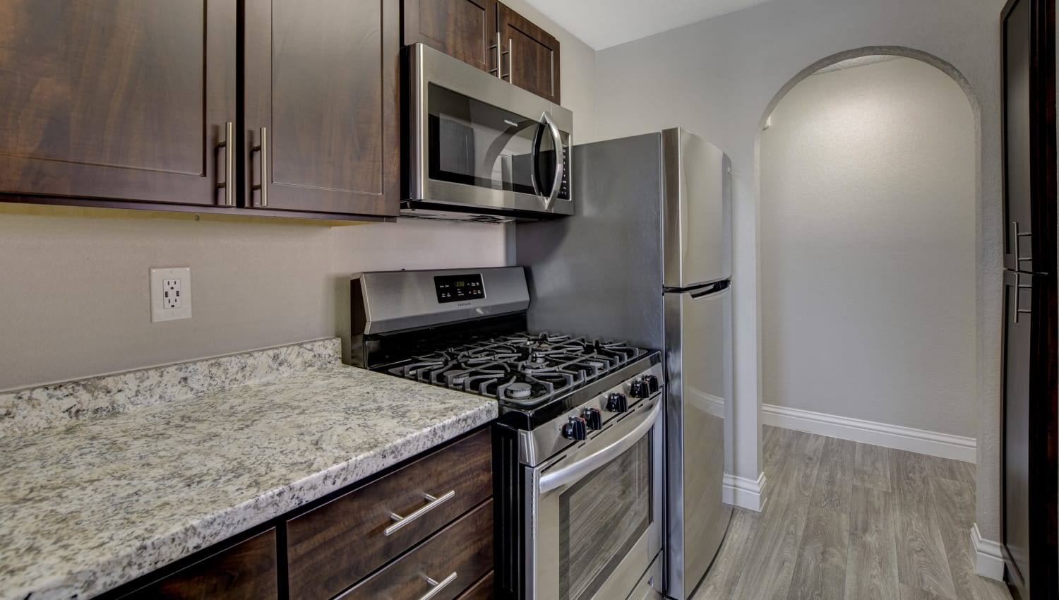 Stainless-steel appliances at Hidden Cove Apartments in Las Vegas, Nevada