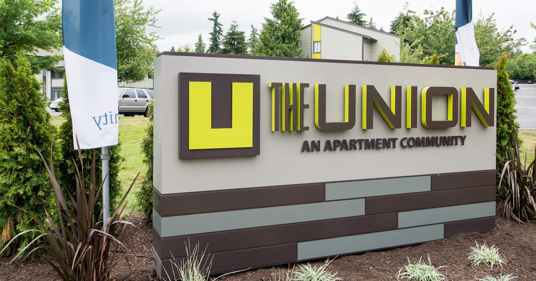 Our monument sign at The Union welcomes residents and their guests