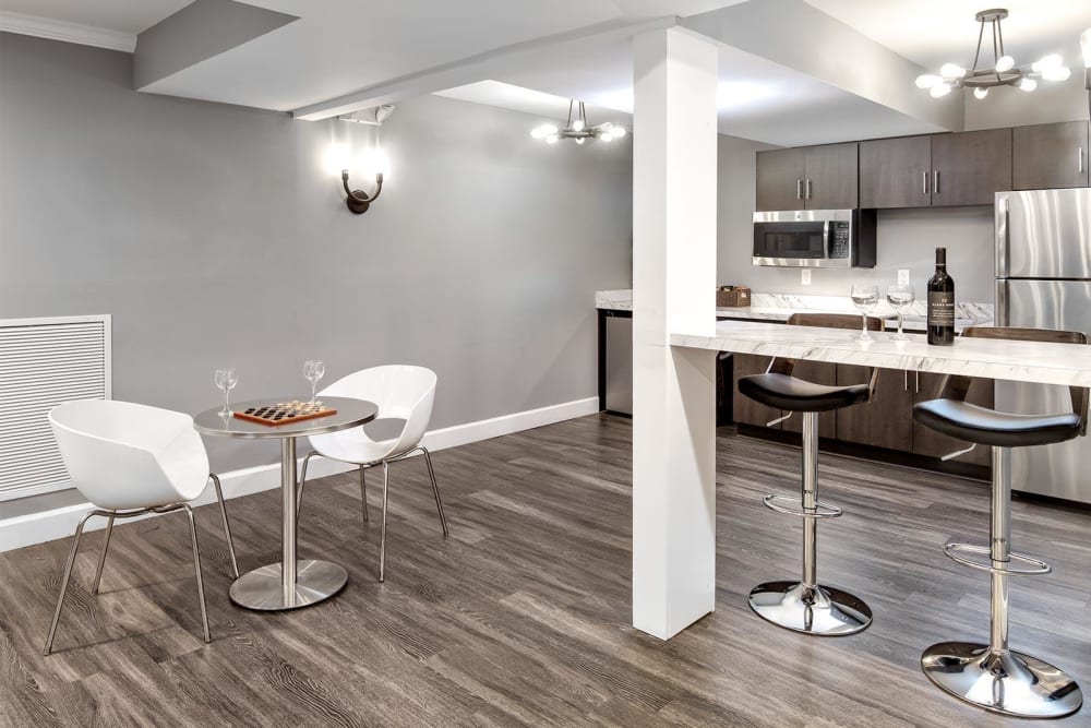 An upgraded community kitchen in the clubhouse at Summit at Mill Ridge in East Haven, Connecticut