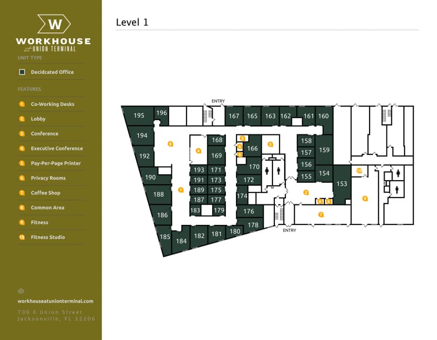 Building Map Level 1 of Workhouse at Union Terminal in Jacksonville, Florida