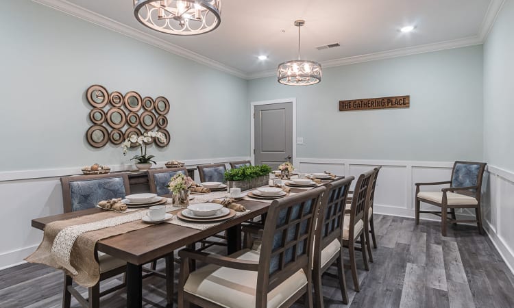 One of the elegant private dining rooms available for residents and their guests at Arcadia Senior Living Pace in Pace, Florida