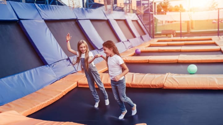 Two girls having fun at a large trampoline park | things to do in Gilbert