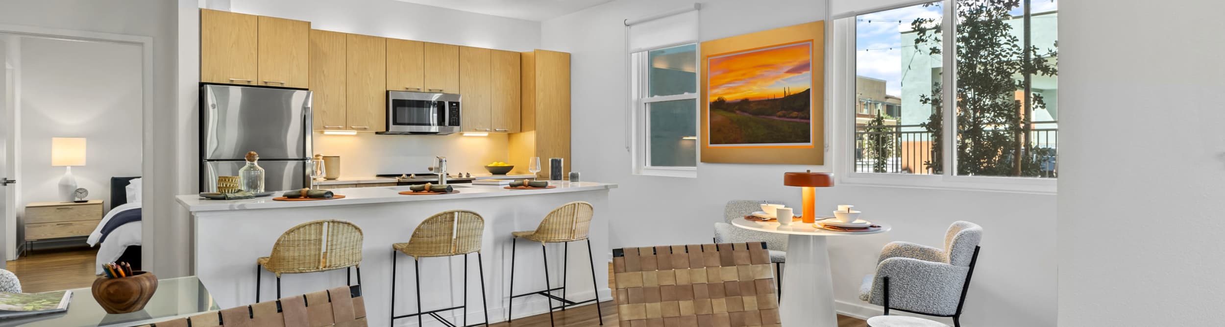 Spacious Modern Kitchen And Dining Area at Sage Luxury Apartment Homes in Phoenix, Arizona
