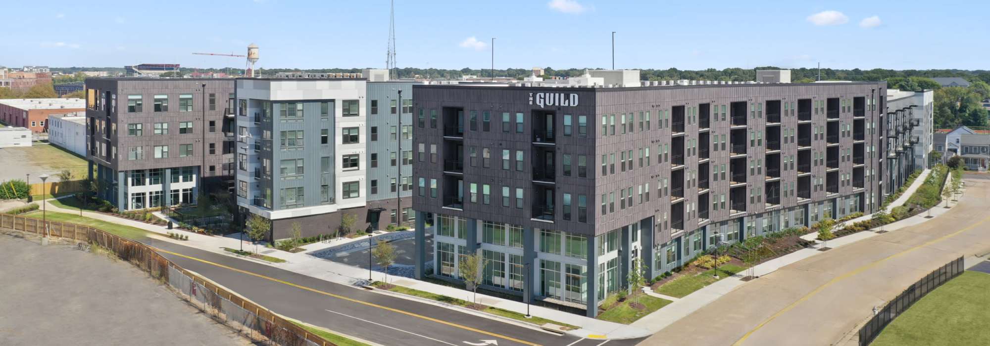 Exterior view of apartments at The Guild in Richmond, Virginia