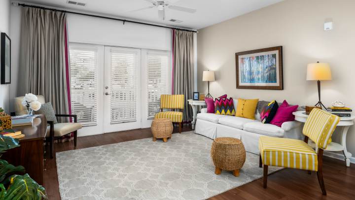 Biltmore living room at Spence Crossing Apartments in Virginia Beach