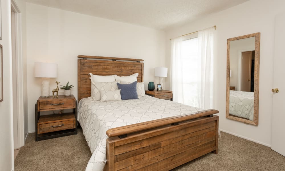 An apartment bedroom at Mountain Village in El Paso, Texas