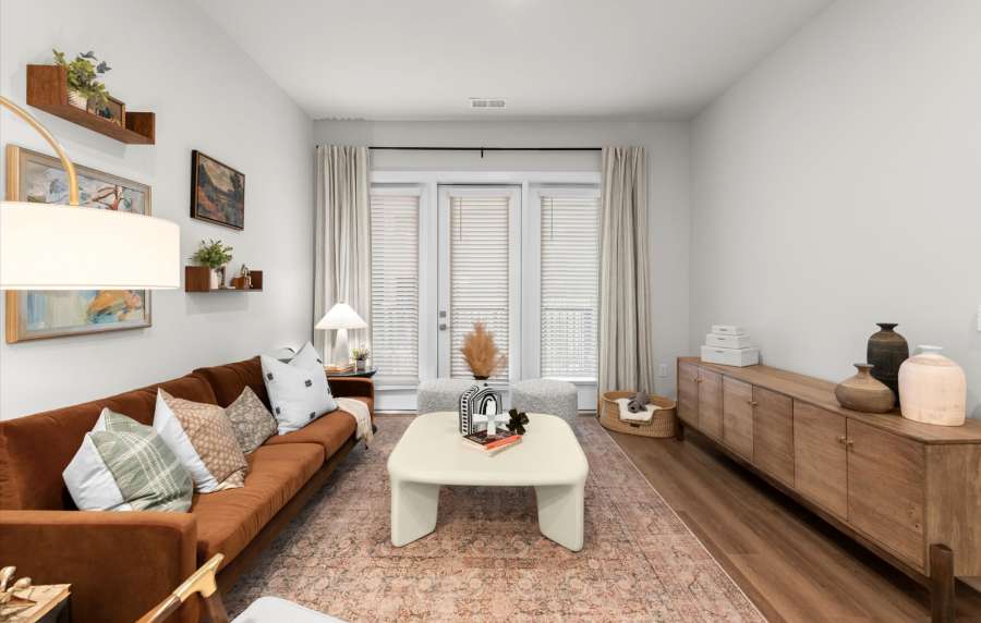 Spacious living room at EVOQ East Cobb in Marietta, Georgia