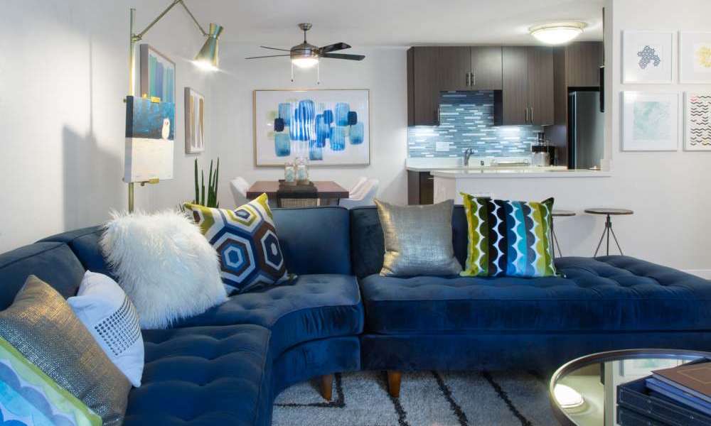 Kitchen view from living room at Belmont Glen Residences in Belmont, California
