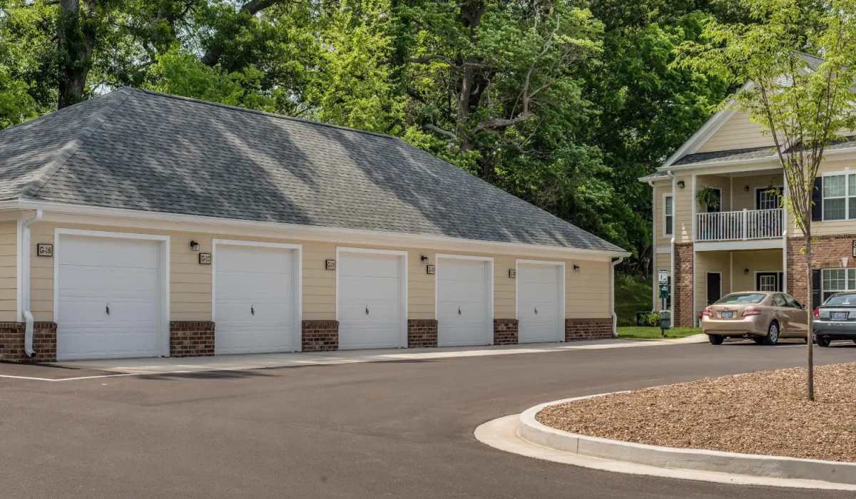 Community garages at Cumberland Trace Village Apartments in Bowling Green, Kentucky