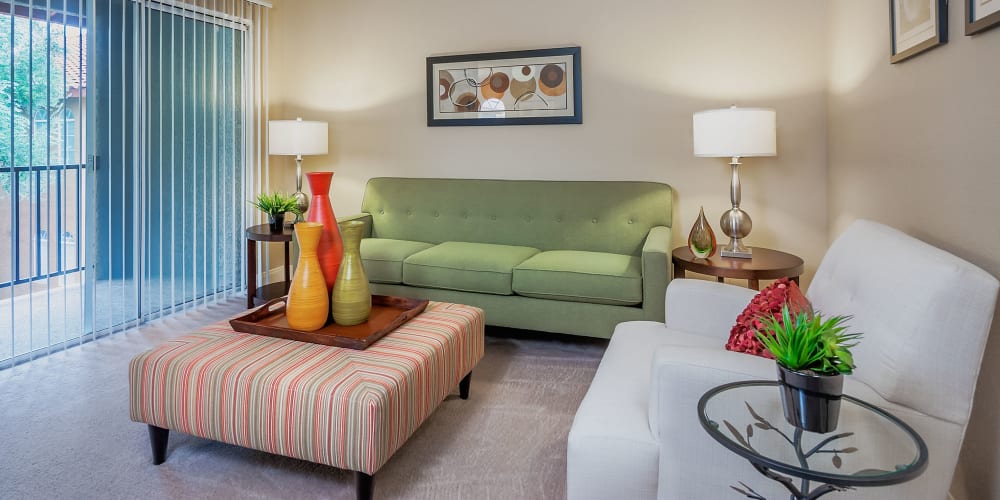 Model living room at Breakers Apartments in Las Vegas, Nevada