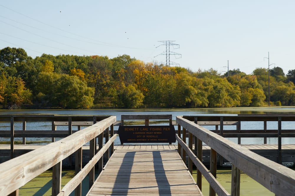 A dock on a lake near Amira Roseville in Roseville, Minnesota