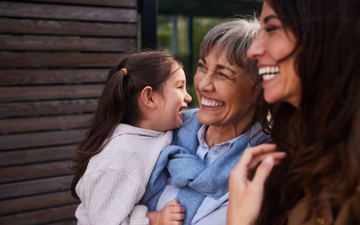 Senior with young child at Huntington Place in Trumbull, Connecticut