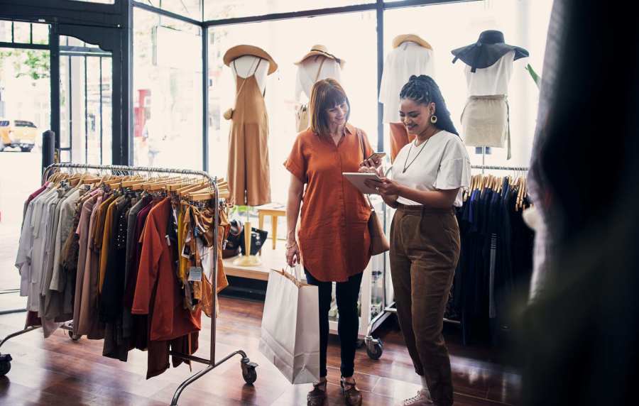 Woman shopping at The Janson in Del Valle, Texas