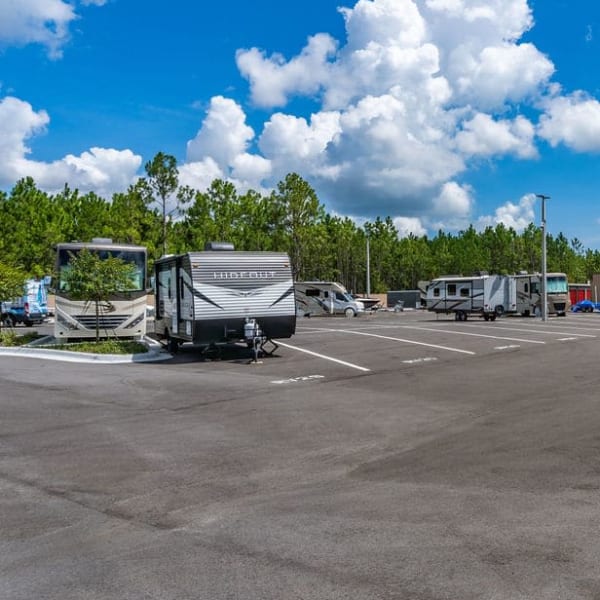 RVs parked at StorQuest Self Storage in Pomona, California