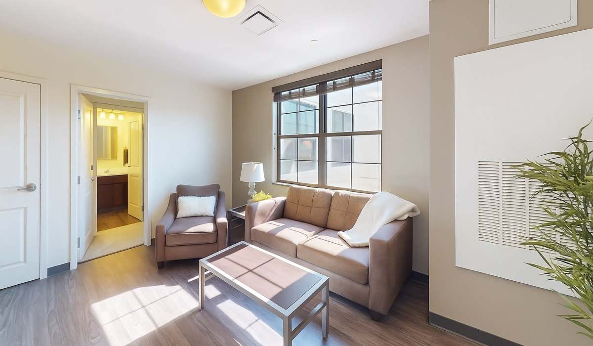 Living room at Hudson Lofts in Erie, Pennsylvania