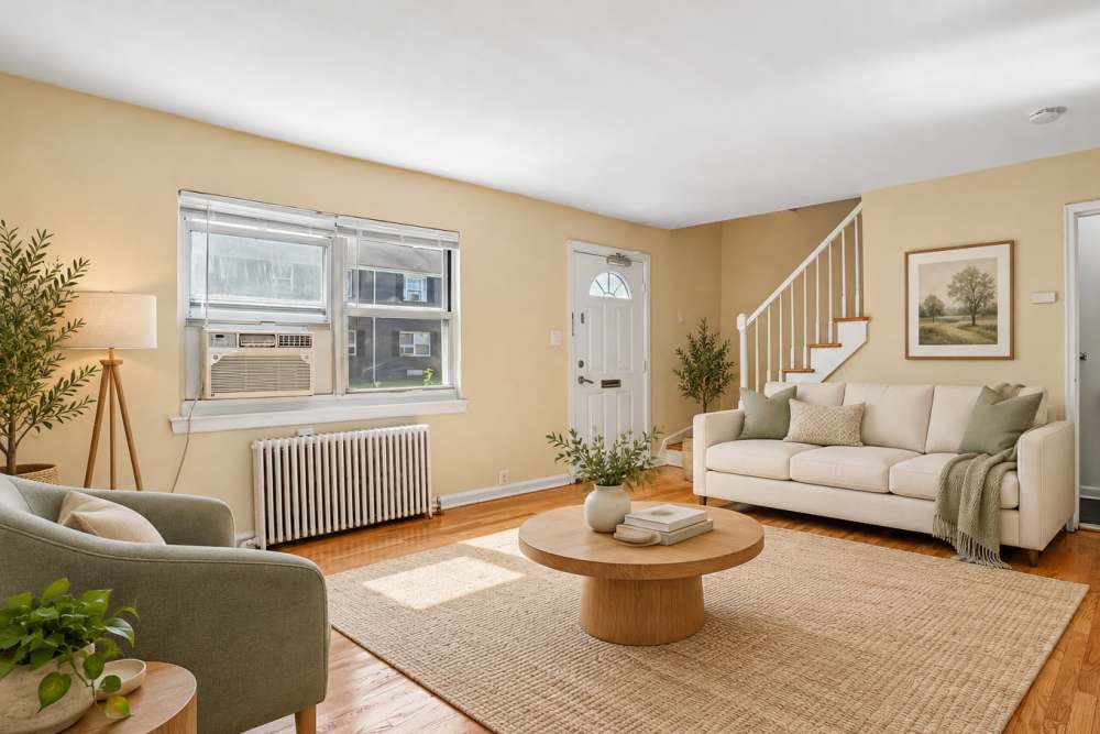 Living room at apartments in Elmwood Park, New Jersey