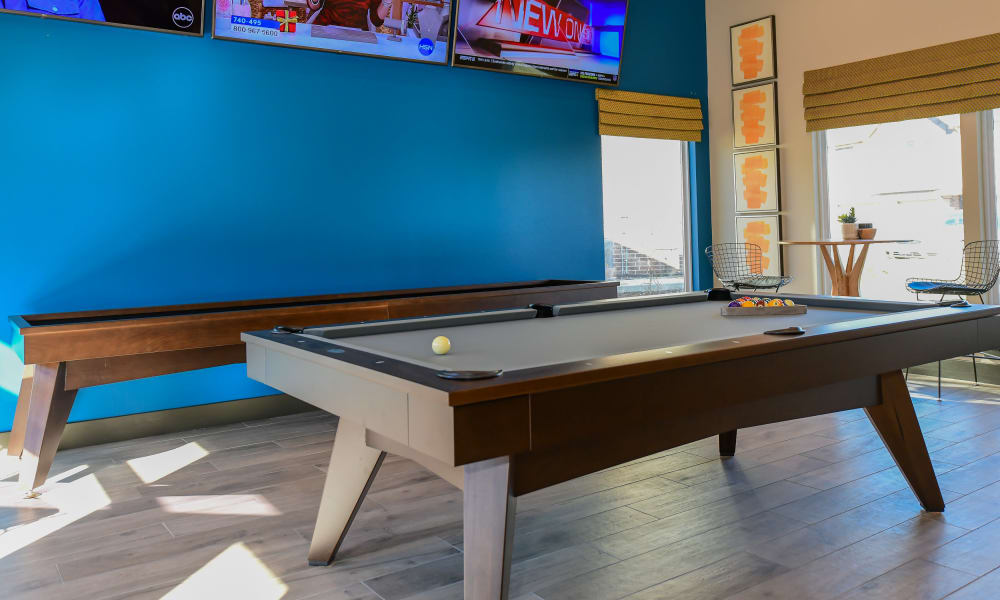 Luxury clubhouse with pool table at 97@ North Oak in Kansas City, Missouri