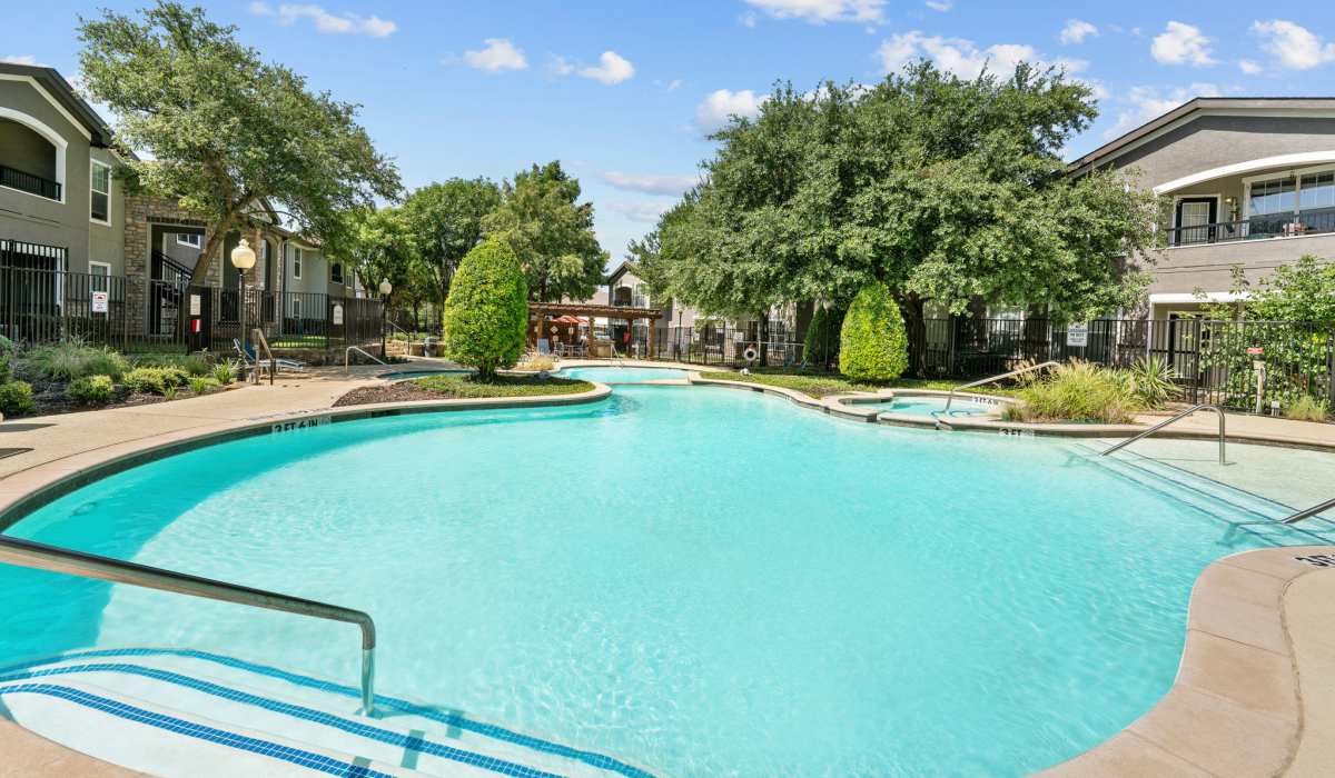 Sparkling swimming pool at Hidden Creek in Allen, Texas