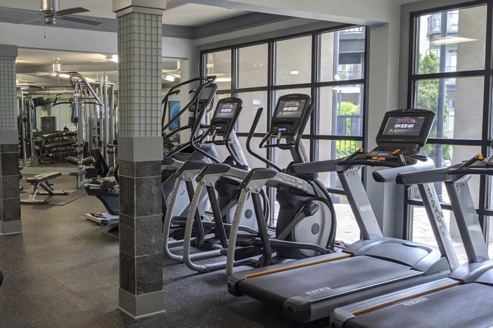 Well-equipped onsite fitness center at 820 West in Atlanta, Georgia