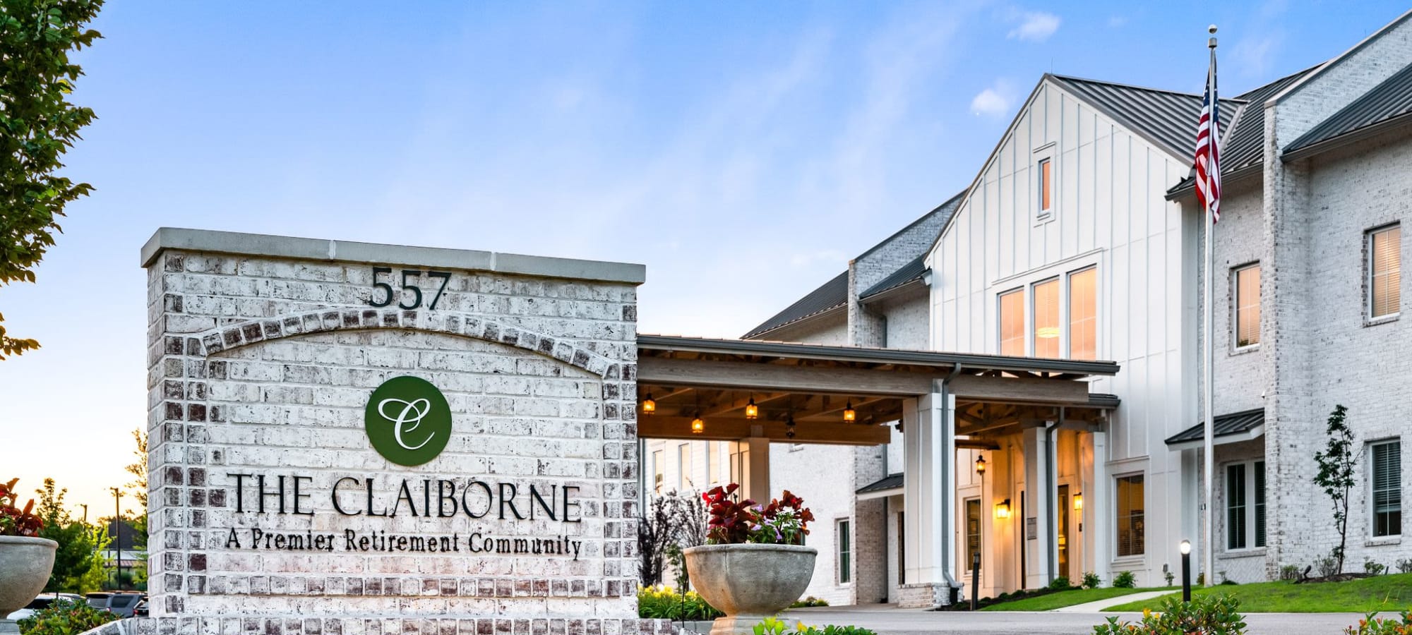 Front exterior at The Claiborne at West Lake in Martinez, Georgia. 