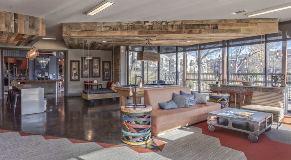 Clubhouse with lots of seating at Pike West Commerce in Dallas, Texas