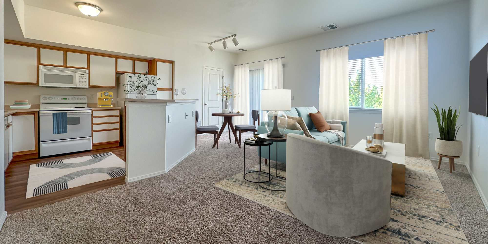 Living room and kitchen at Liberty Hill in Draper, Utah