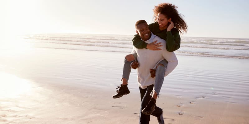 Residents walking on the beach near Eucalyptus Ridge in Lakeside, California