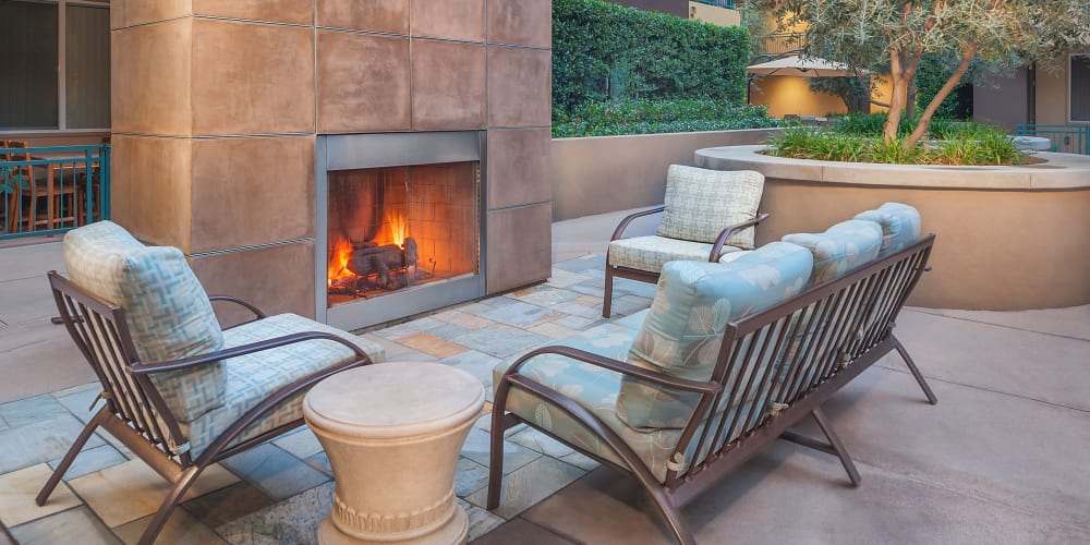 Outdoor fireplace at The Pointe Apartments in Brea, California