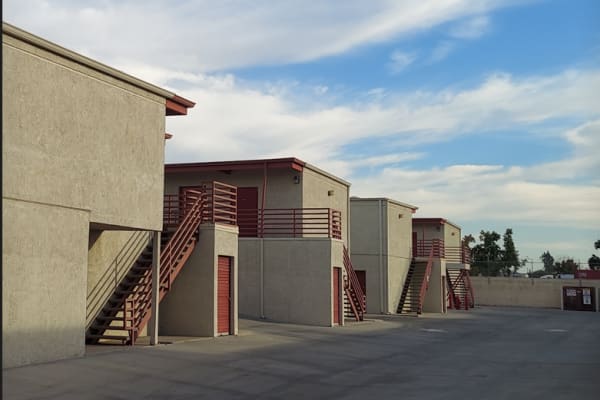 exterior of the units on a sunny day at Gilbert Self Storage in Fullerton, California
