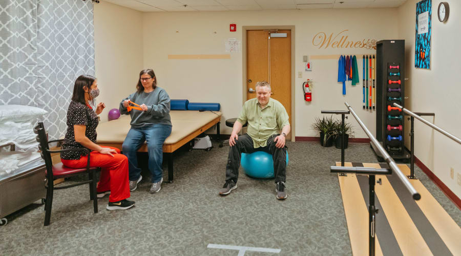 Adult day health residents about to participate in an outdoor activity at Peoples Senior Living in Tacoma, Washington