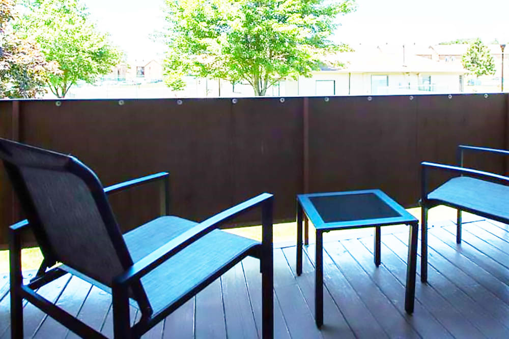Private balcony at Tuscany Gardens Apartments in Windsor Mill, Maryland