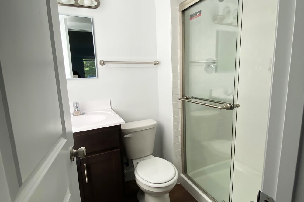 Primary bathroom at Marrion Square Apartments in Pikesville, Maryland
