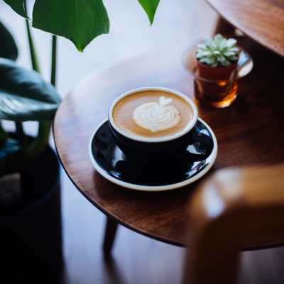 Coffee on table at Tryon Farms in Charlotte, North Carolina
