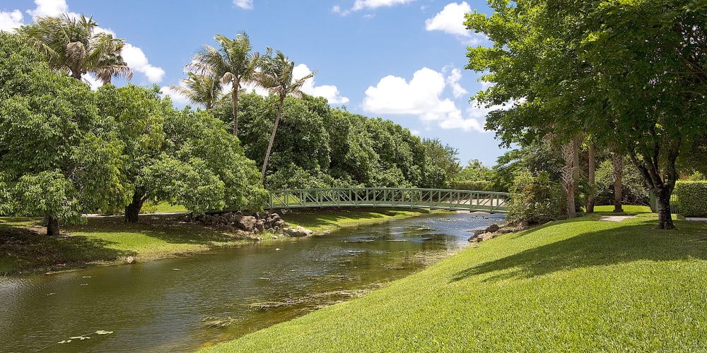 View of the bridge at Club Mira Lago Apartments in Coral Springs, Florida