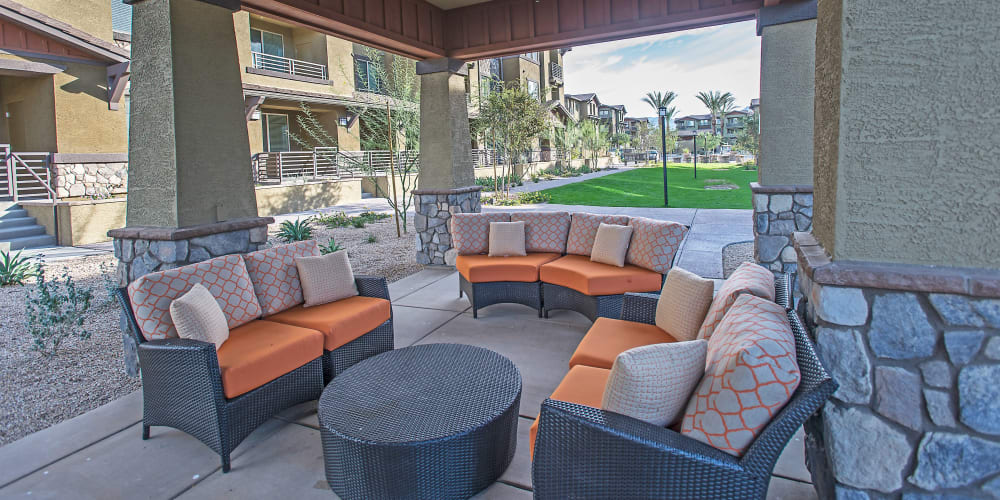 Outdoor seating area at One North Scottsdale Apartments in Scottsdale, Arizona