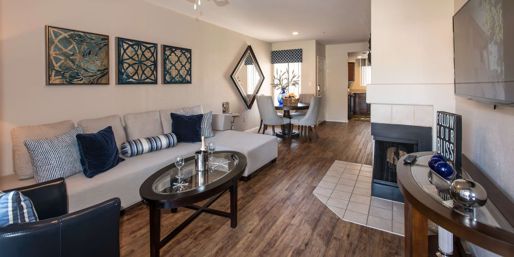 Model living room at Scottsdale Highlands Apartments in Scottsdale, Arizona