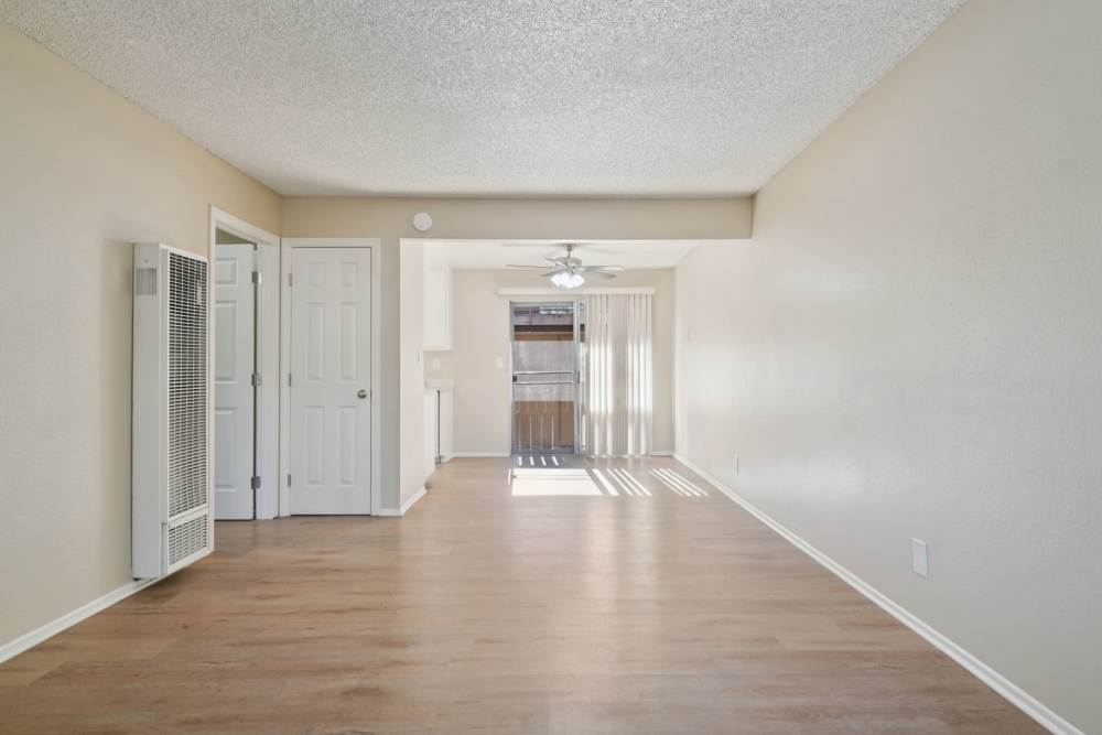 Apartment living area at Casa Sierra in Riverside, California