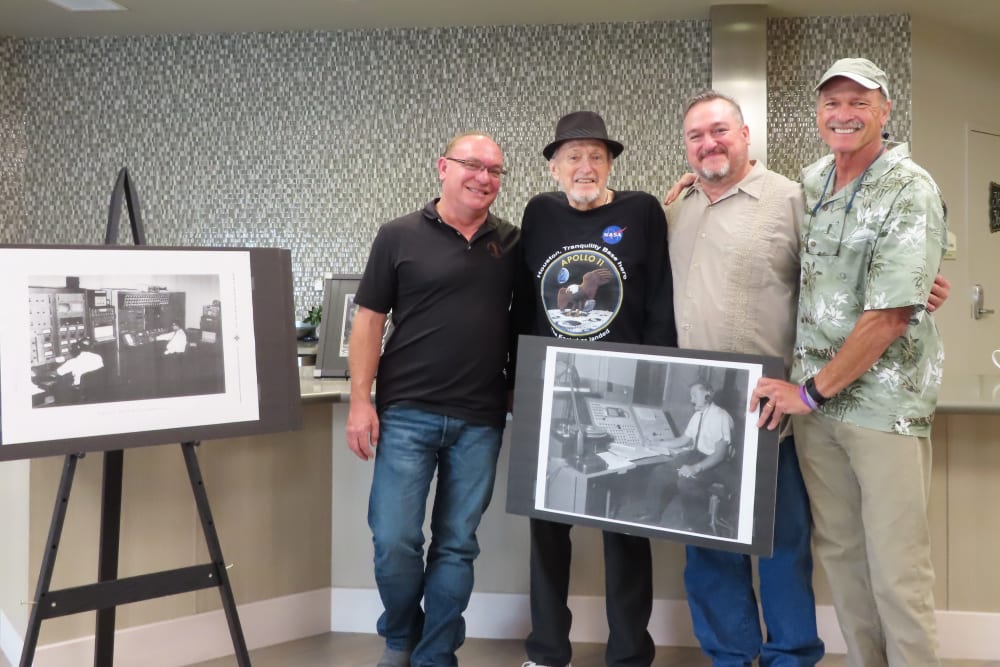 Resident presenting his experience with Apollo 11 at Merrill Gardens at Monterey in Monterey, California. 