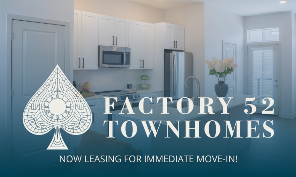 Factory 52 Townhomes kitchen, now leasing for immediate move-in