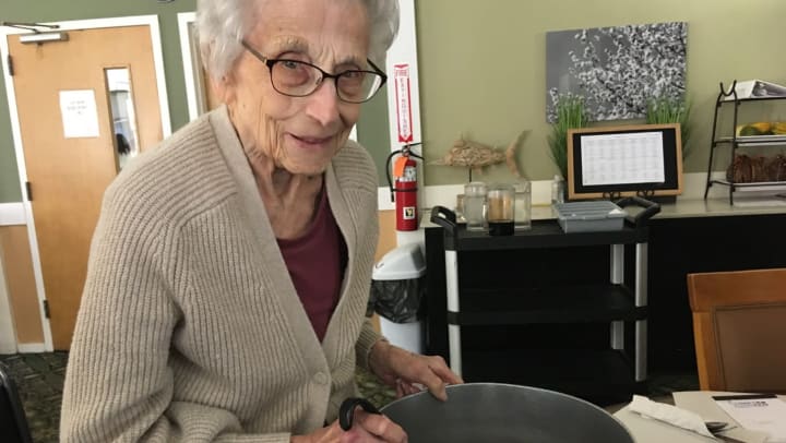 Ann Mastromonico, a resident at The Country House, shares her favorite recipes with the Head chef.