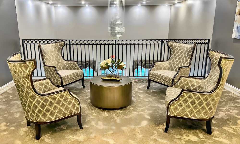 Well decorated lobby at Keystone Place at Magnolia Commons in Glen Carbon, Illinois