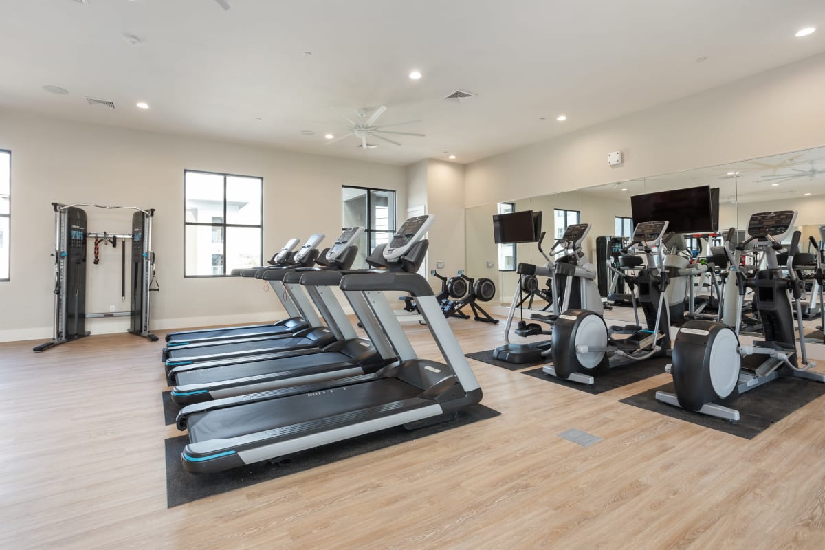 Cardio equipment in the fitness center at The Aubrey in Tempe, Arizona