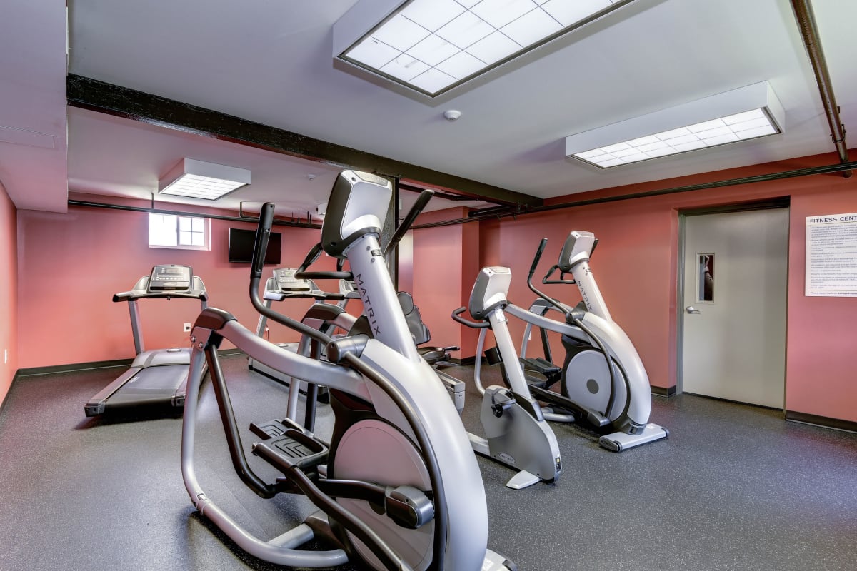Resident fitness center with some nice cardio equipment at The Gardens at Del Ray in Alexandria, Virginia