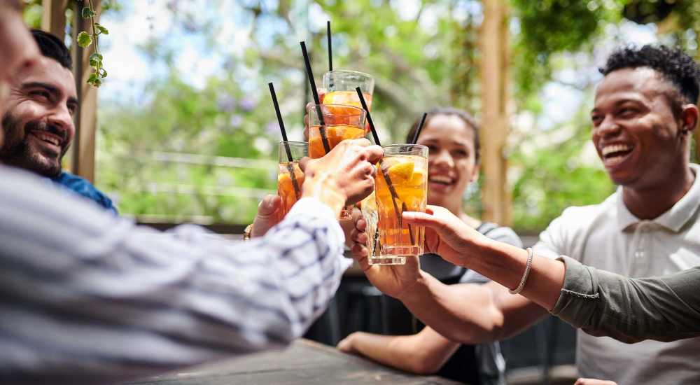 Resident enjoying drinks near InterUrban Apartments in Billings, Montana