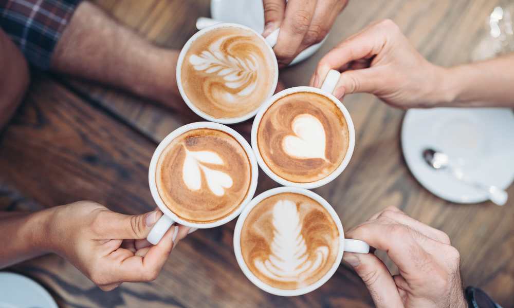 Residents having coffee in a cafe at Spring Valley Apartments in Lexington Park, Maryland